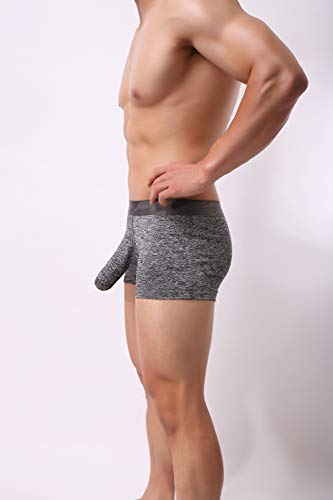 KAMUON Men’s Sexy Separate Pouch Boxer Brief Underwear Sheath Prevent Friction (US M = Asian Tag L : Waist 32"-34", 3 Pack-Mix Colors#2)