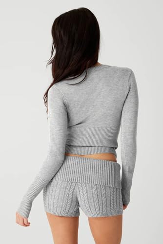 Image of BAIGRAM Women Open Front Button Cropped Cardigan Fall Lightweight Soft Knit Sweaters Long Sleeve Fitted Casual Tops