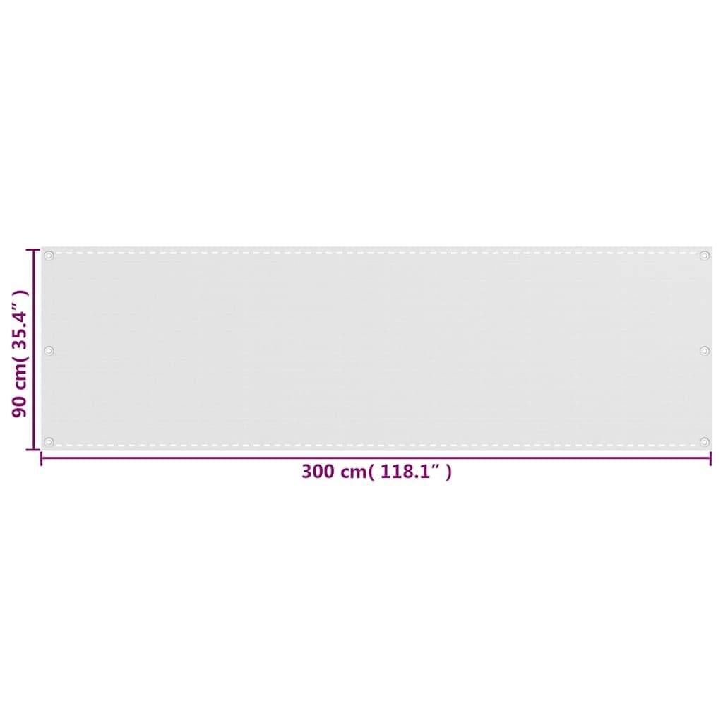 Frangivista per balcone, in HDPE, 90 x 300 cm, colore bianco