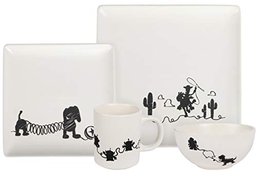 Toy Story 4-Piece Ceramic Dinnerware Set with Scribble Design - Cute Character Line
