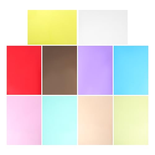 FONDOTIN Hojas de Celofán Transparentes Pvc A4, 10 Piezas Multicolor para Manualidades, Papel de Celofán para Envolver Regalos, Filtros de Luz y Decoración DIY