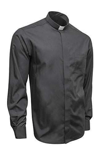 Clergy Shirt Long Sleeve Non Iron - Classic Fit in Black Color