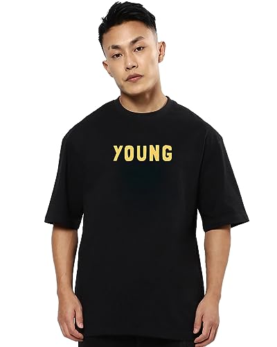 Image of fanideaz Mens Oversized Printed Half Sleeve Branded Cotton T-Shirt for Mens || Back Printed t Shirts for Men || Oversized t Shirts for Men