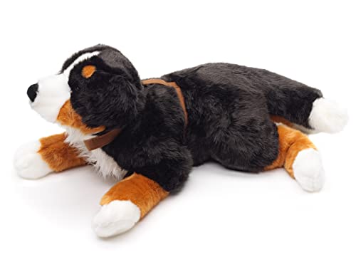 Uni-Toys - Berner Sennenhund mit Geschirr, liegend - 62 cm (Länge) - Plüsch-Hund, Haustier - Plüschtier, Kuscheltier