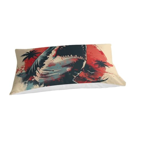 Housse de couette 3 pièces requin doux lit simple 135x200 cm avec fermeture