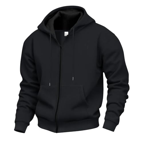 Hooded Casual Hoodies Fleece Warm Zipper Sweatshirts Male Solid Mens Outwear Loose Streetwear Coats4