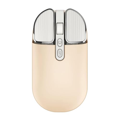 Image of KINGSTER Wireless Bluetooth Rechargeable Mouse - Silent Click, Dual Mode (BT 5.2 + 2.4GHz), Adjustable DPI (800 /1200 /1600), Ergonomic Design - for Laptop, PC, Mac (White & Multi-Color) (Cream Color)