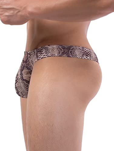 iKingsky Men's Snake Skin Pattern Thong Breathable T-back Underwear Low Rise Bulge Under Panties for Men3