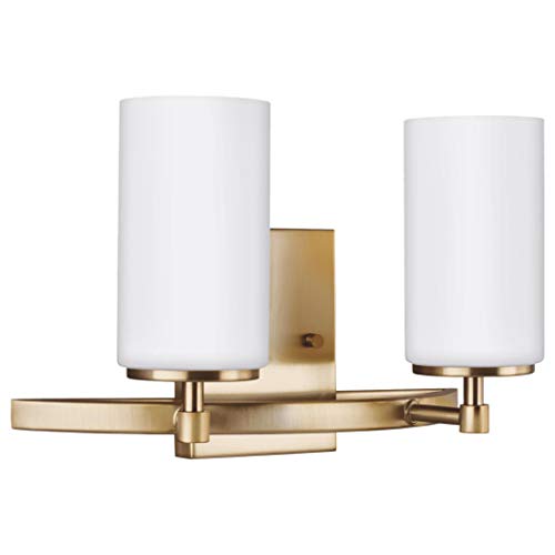 Image of Generation Lighting 4424602-848 Alturas Two - Light Wall /Bath Vanity Style Fixture, Satin Brass, 100 Total Watts, 9.062 Inch Height, 13.56 Inch Wide, Steel Construction