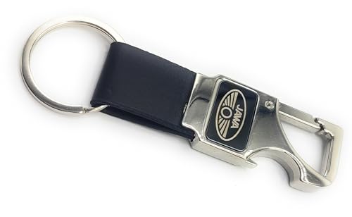 Image of Metal Leather Opner Keychain for Jawa Bikes Black Colour Key Chain ()