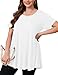 JollieLovin Women Plus Size Short Sleeve Summer Long Tunic Tops Loose Fit T-Shirt to Wear with Leggings(1X,White)