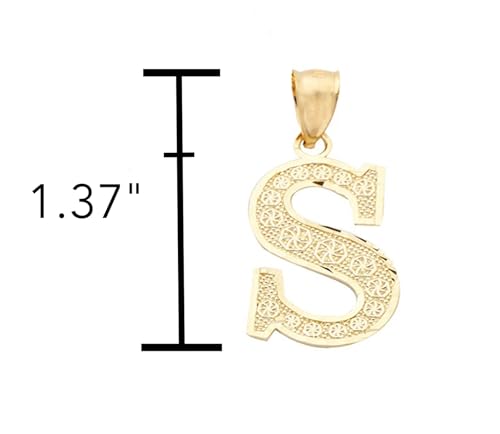 10K Yellow Gold Diamond Cut A to Z Alphabet Initial Letter Charm Pendant (Large Size)3