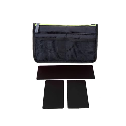 Periea Organizzatore di Borsette - Chelsy Premio con Struttura - Disponibile in Vari Colori - Piccolo, Medio o Grande (Nero con cerniera giallo neon, Medio)