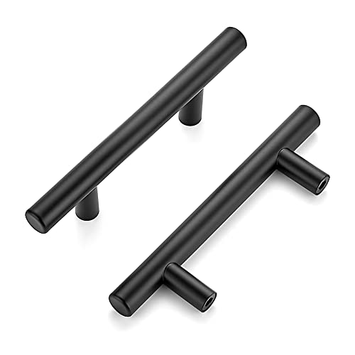 Ravinte 5 Pack | 5'' Cabinet Pulls Matte Black Stainless Steel Kitchen Drawer Pulls Cupboard Pulls Cabinet Handles 5”Length with 3” Hole Center