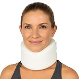 Neck Brace by Vive - Cervical Collar - Adjustable Soft Collar Can Be Used During Sleep - Wraps Aligns & Stabilizes Vertebrae - Relieves Pain and Pressure in Spine - One-Size Fits Most (White)