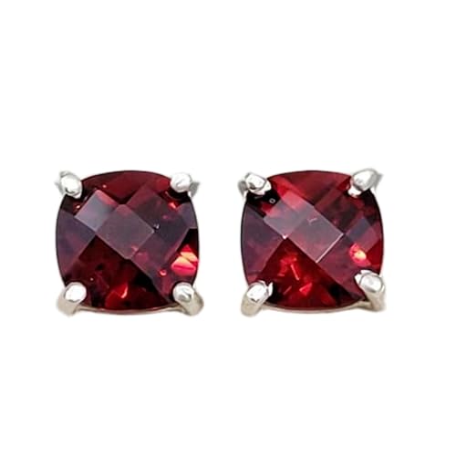 Boucles d'oreilles en grenat naturel anti-allergie en argent 925 pour peaux sensibles