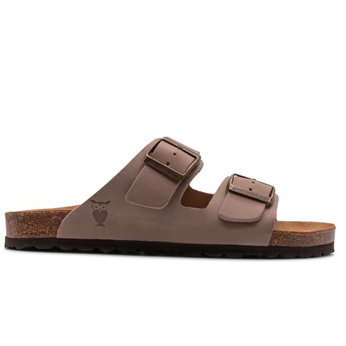 Sandgrens Handmade Unisex Cork Slides | European Top Grain Leather Sandals with Soft Suede Original Footbed, Adjustable Straps, and EVA Rubber Sole | Costa