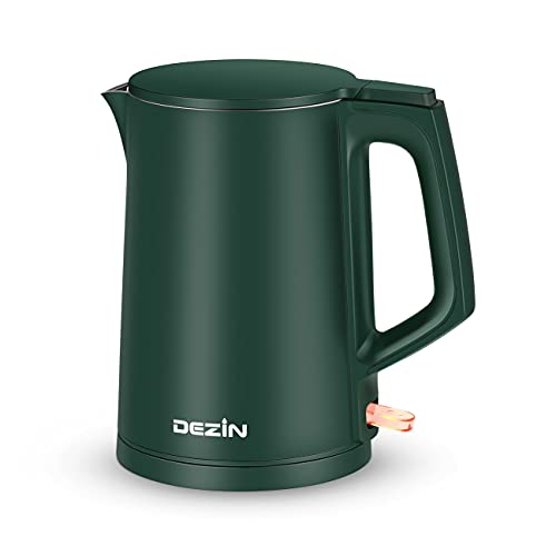 Dezin Electric Kettle, 1.7L Double Wall Cool Touch Electric Tea Kettle, Food Grade Stainless Steel Hot Water Kettle Electric, Water Boiler with Auto Shut-Off and Boil Dry Protection, Green