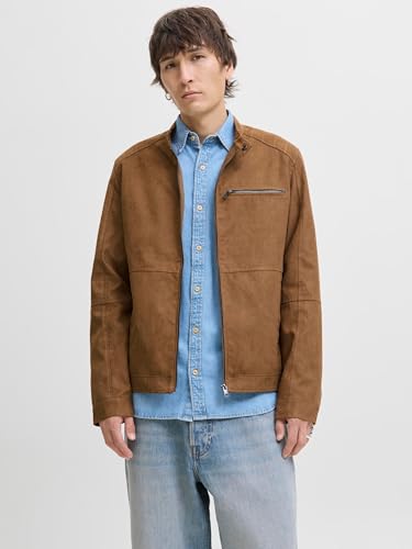 Upim, Giacca Biker In Ecopelle Scamosciata Uomo, Unisex, Marrone Cuoio, Taglia: M - 2