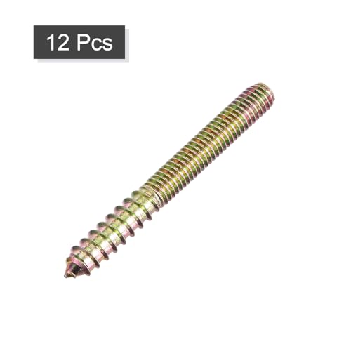 Image of uxcell 3 /8-16x3-1 /2 Hanger Bolts, 12pcs Double Ended Screws Wood Dowel Screws for Furniture