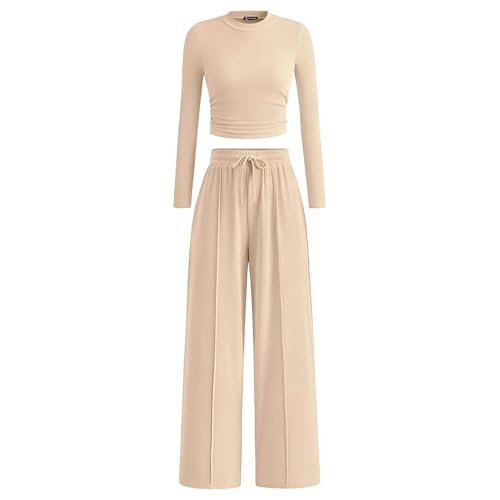 Ensemble jogging femmes beige ensemble de vêtements de maison avec pantalon
