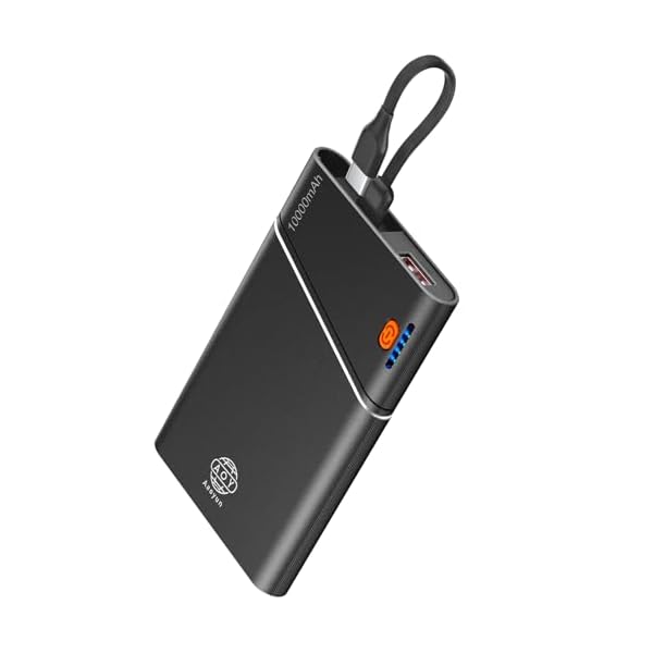 Portable Charger Power Bank, 10000mAh 22.5W PD Super Fast Charging Powerbank with Built-in USB C in&Out Cable, Slim External Phone Battery Pack for iPhone 16/15/14 iPad Samsung S24 Android etc