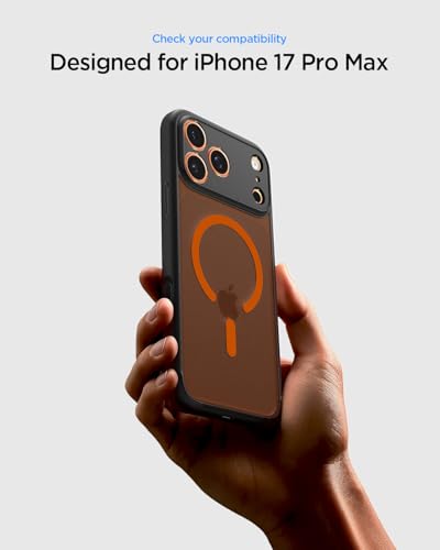 Image of Spigen Ultra Hybrid MagFit Back Cover Case Compatible with iPhone 17 Pro Max (TPU + Poly Carbonate | Frost Black Orange)