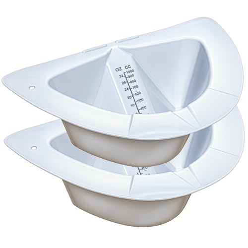 Vakly Graduated Specimen Collector Pans 32oz - Durable Urine Measuring Toilet Hat Container with Pour Spout & Flat Bottom - Medical Supply for Hospitals, Nursing Homes, Laboratories & Home Healthcare