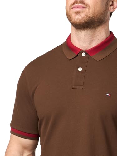Image of Tommy Hilfiger Men's Short Sleeve Casual Polo Shirts in Regular Fit with Stretch and Contrast Collar Designs