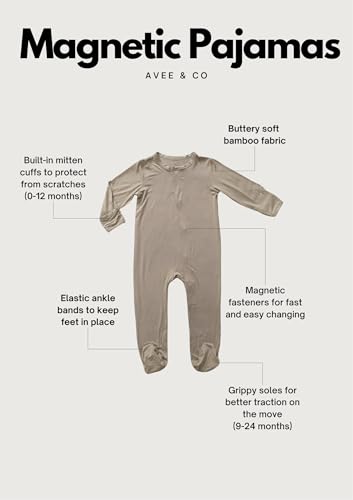 Image of Avee & Co Footie Pajamas - Quick Magnetic Fastener Sleeper for Baby Boy and Girl (0-24 months)