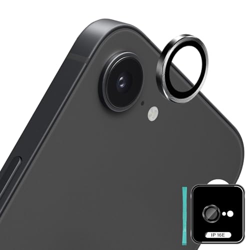 Datree Protector de Lente de Cámara para iPhone 17E 5G, 9H Dureza con Individual Metal Cover, HD Anti Arañazos Cristal Templado Cámara Trasera Lente Protector   Negro