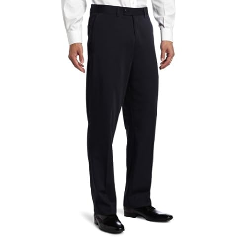 Louis Raphael Men's Big Gabardine Flat-Front Straight-Fit Pant, Navy, 44W x 30L Cover