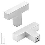 Goldenwarm 5 Pack Brushed Nickel Cabinet Knobs Square Silver Kitchen Cabinet Handles for Dresser Bathroom Modern Pulls and Knobs for Cupboard