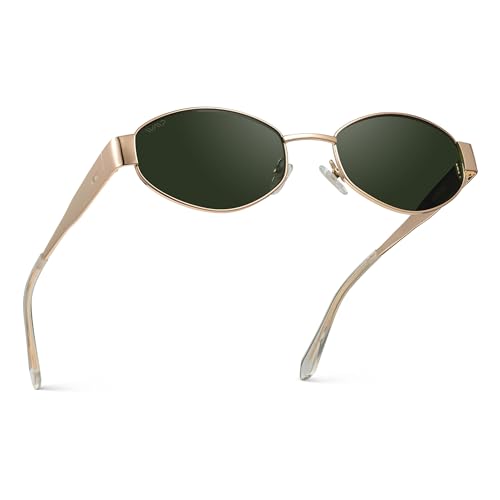 WearMe Pro - Chic Gold Frame Oval Sunglasses for a