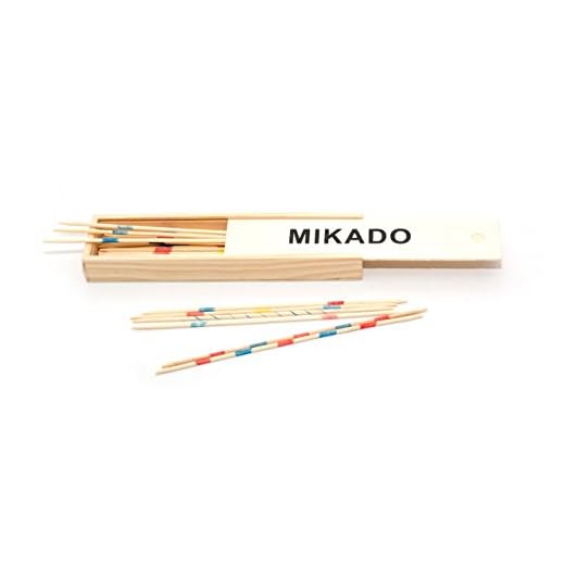 Jeujura - 64223- Jeux de Société-Mikado en Bois 18 cm - Plumier en Bois