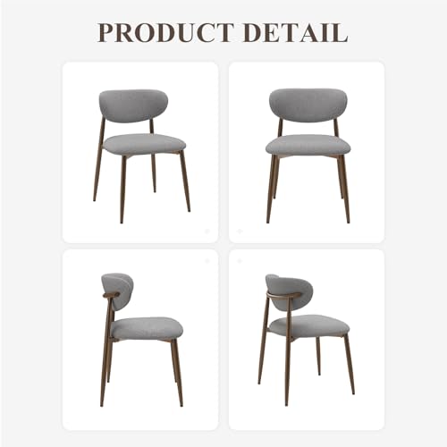 Image of MALOL Upholstered Dining Room Chairs Set of 2, Kitchen Chairs with Metal Legs and Anti Slip Pads, Curved Back Dining Chair for Home and Restaurant Use, Light Grey