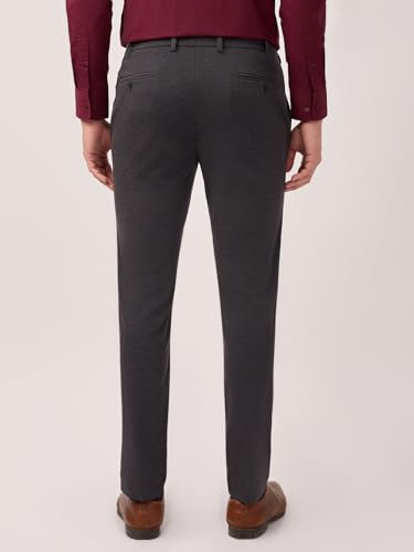 Image of Park Avenue Men Super Slim Fit Twill Pattern Poly Spandex Blend Flat Front Formal Trouser Grey