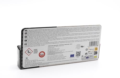 Instrucciones de uso y advertencias en la parte trasera del empaque del gel insecticida Ecogel contra cucarachas