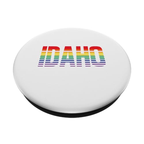 Idaho Rainbow Pride LGBTQ Equality PopSockets Swappable PopGrip, Black - Image 2
