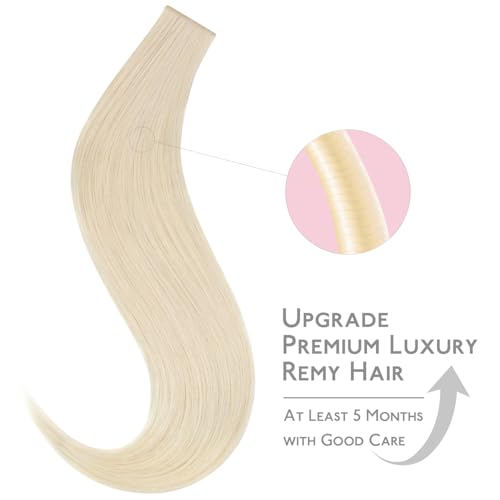 Image of WENNALIFE Invisi Edge & Classic Tape in Hair Extensions Human Hair | 16 Inch 50g 20pcs (Invisi Edge & Classic) Platinum Blonde Invisi Remy Hair Natural Seamless Injected Tape Ins