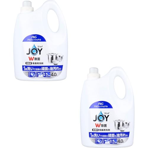【まとめ買い】業務用 ジョイ W除菌 食器用洗剤 4L×2個セット 大容量 泡立ち 油汚れ用 調理用具 (除菌)スポンジ 1度洗い 厨房 頑固汚れ (計:8L)