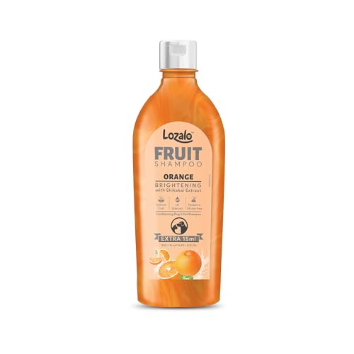 Image of Lozalo Brightening Fruit Pet Shampoo 500 ml, Orange,Controls Bad Odour & Keep Pets Calm pH Balanced, Paraben Free Conditioning Shampoo for Dogs & Cats of All Breeds, with Shikkakai Extract