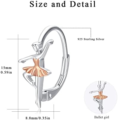 Ballerina Earrings, Ballet Earrings 925 Sterling Silver Ballet Hoop Earring Ballerina Dance Earrings for Women Inspirational Dancer Jewellery Gifts Birthday Christmas