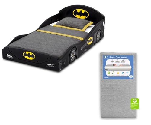 Delta Children DC Comics Batman Batmobile Car Deluxe Toddler Bed with Attached Guardrails Sweet...