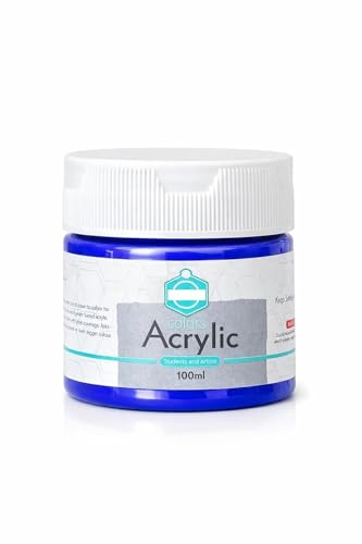 Image of Acrylic Paint 100ml for Artist & Craft Painting Colour Smooth Finish Art Paint Perfect for Canvas Wood - Black & White & Blue - Pack of 3