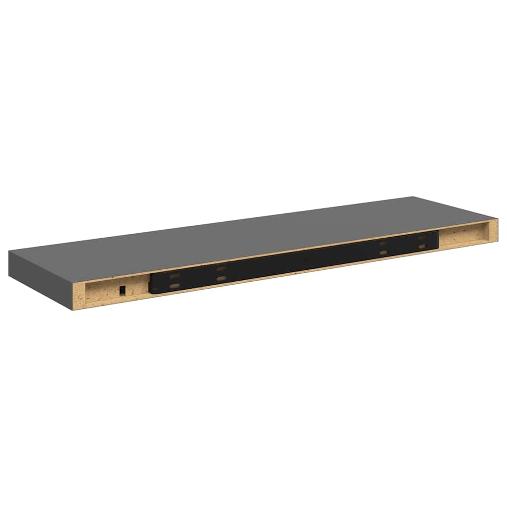 Juego de 4 estantes flotantes, color gris brillante, 80 x 23,5 x 3,8 cm, de madera de densidad media con sistema de soporte invisible, moderno estante de pared para salón y pasillo, capacidad