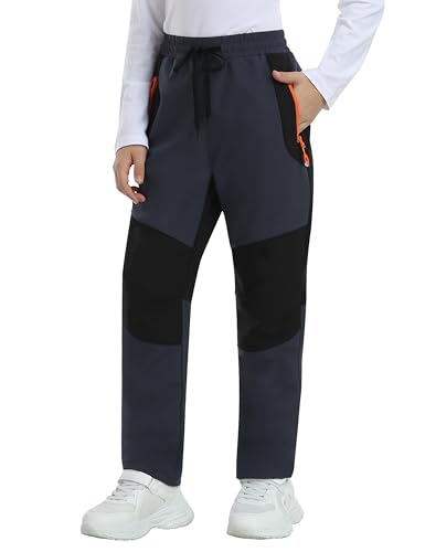 MoFiz Kids Waterproof Snow Ski Pants Kids Winter Warm Fleece Snowboard Pants Girls Elastic Waist Outdoor Hiking Pants3