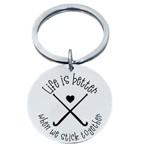 Field Hockey Charm Keychain, Life is Better When We Stick Together Field Hockey Jewelry for Women, Teens and Girls, Gift for Female Field Hockey Players