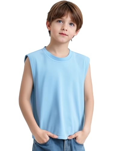 Kids Boys Athletic Tank Tops Sleeveless Solid Workout Tees Casual Sport Undershirts