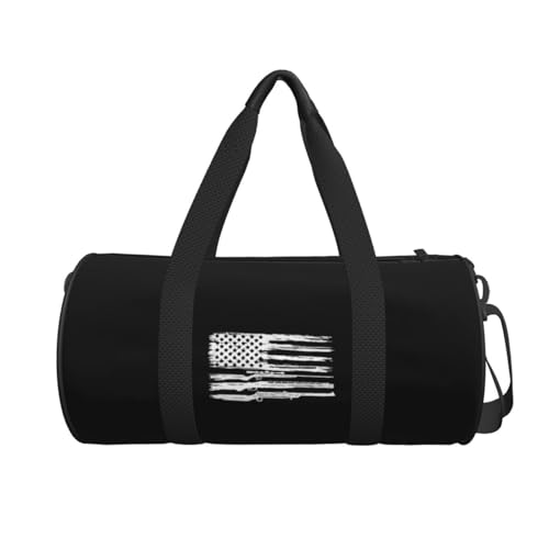 Distressed American Gun Flag Convertible Garment Bag with Shoulder Strap, Carry on Garment Duffel Bag for Men Women - Rolling Foldable for Travel Luggage Bags (Black)2